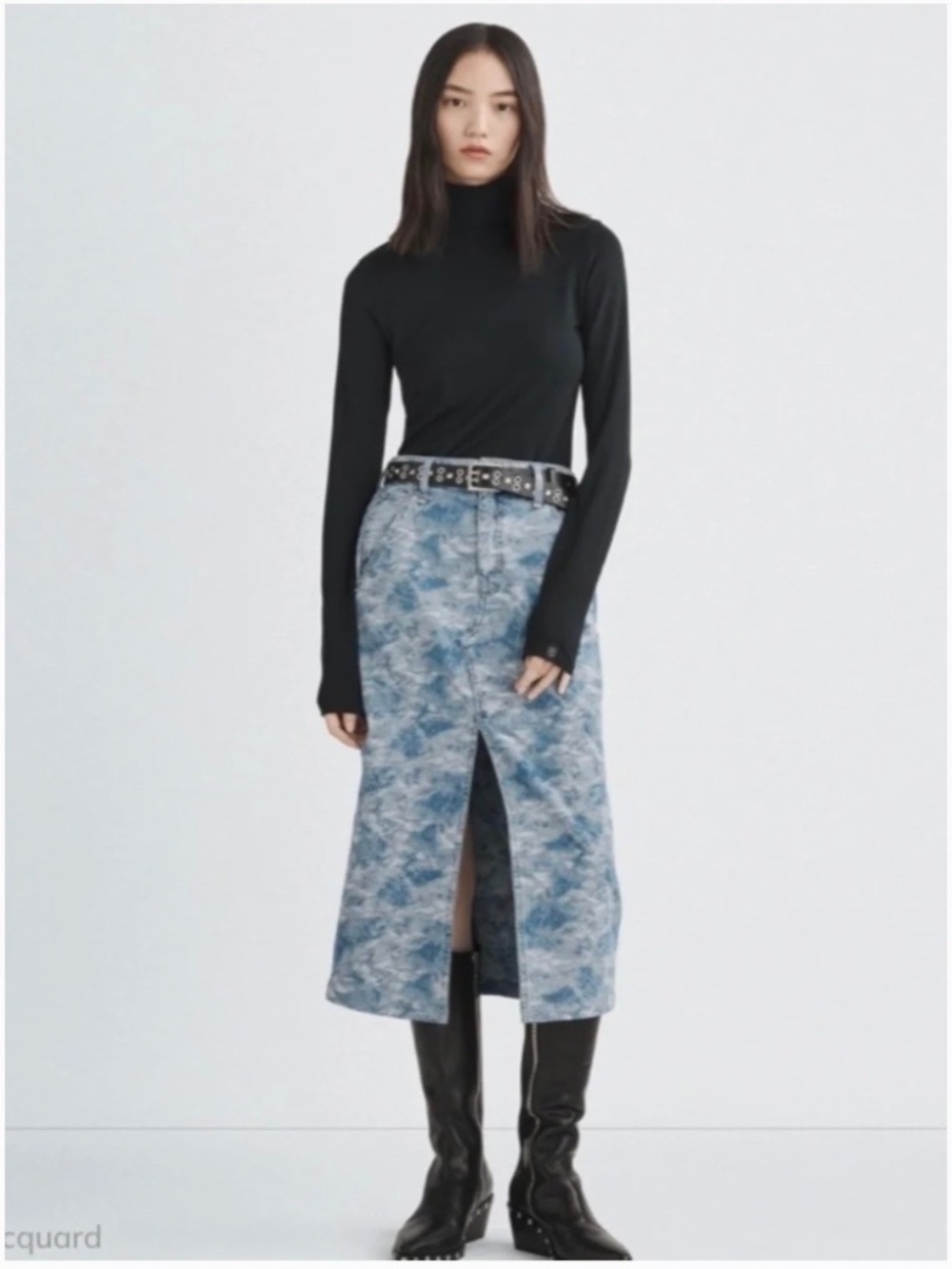 Rag & Bone Midi Length Denim Skirt